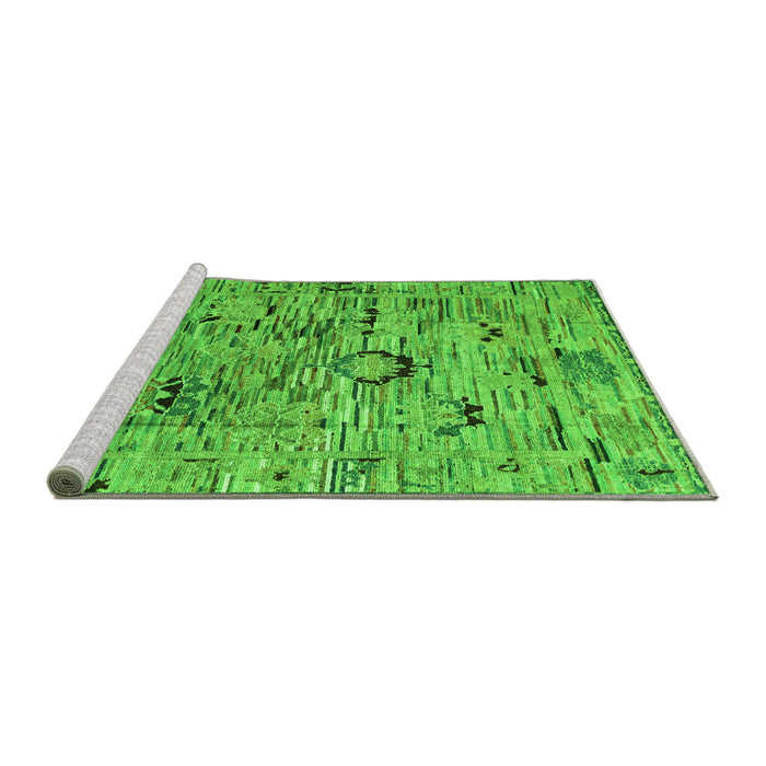 Sideview of Machine Washable Abstract Green Modern Area Rugs, wshabs4601grn