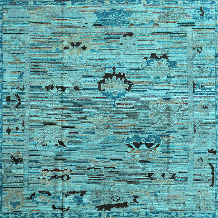 Square Abstract Light Blue Modern Rug, abs4601lblu