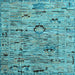 Square Abstract Light Blue Modern Rug, abs4601lblu