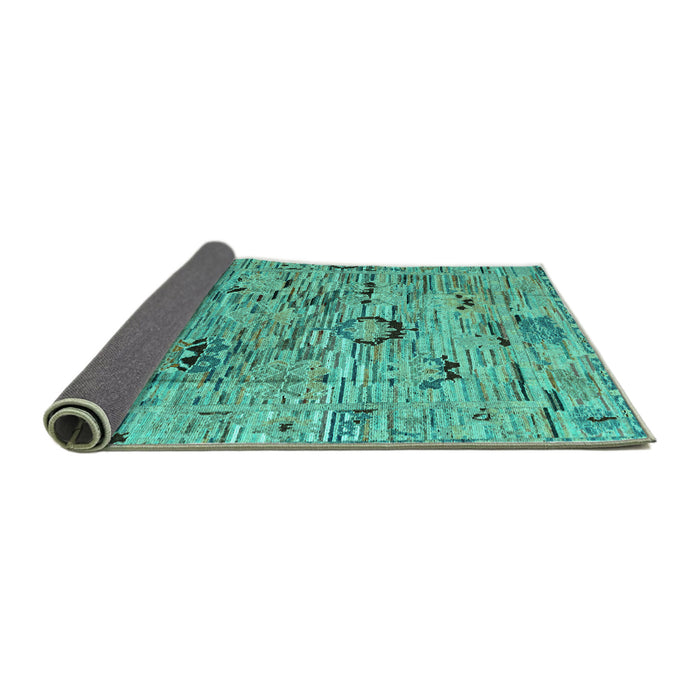 Sideview of Abstract Turquoise Modern Rug, abs4601turq