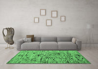 Machine Washable Abstract Emerald Green Modern Rug, wshabs4601emgrn