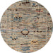 Round Machine Washable Abstract Light French Beige Brown Rug, wshabs4601