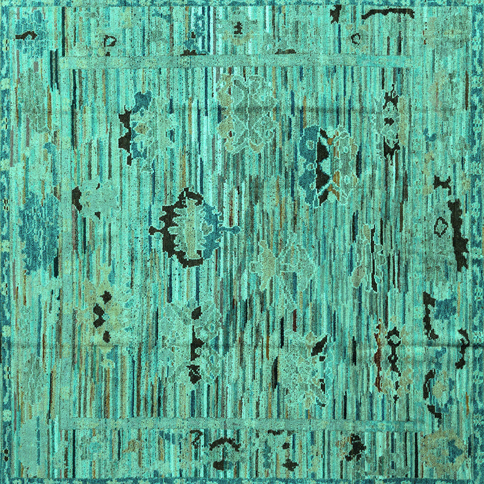 Square Abstract Turquoise Modern Rug, abs4601turq