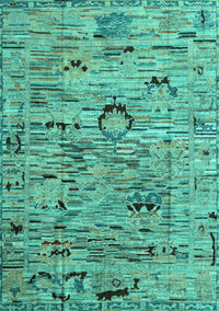 Abstract Turquoise Modern Rug, abs4601turq