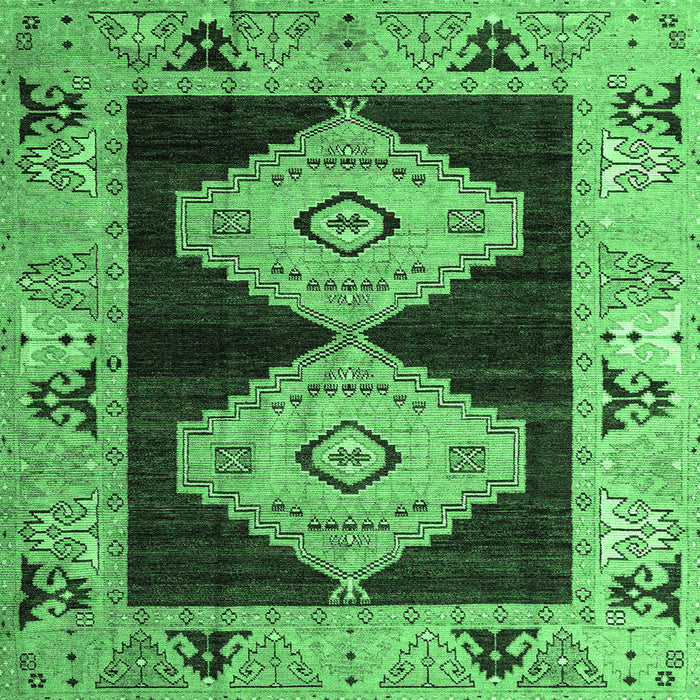 Square Machine Washable Abstract Emerald Green Modern Area Rugs, wshabs4602emgrn