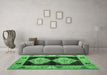 Machine Washable Abstract Emerald Green Modern Area Rugs in a Living Room,, wshabs4602emgrn