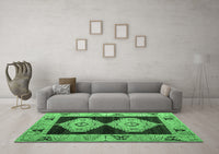 Machine Washable Abstract Emerald Green Modern Rug, wshabs4602emgrn