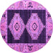 Round Machine Washable Abstract Purple Modern Area Rugs, wshabs4602pur