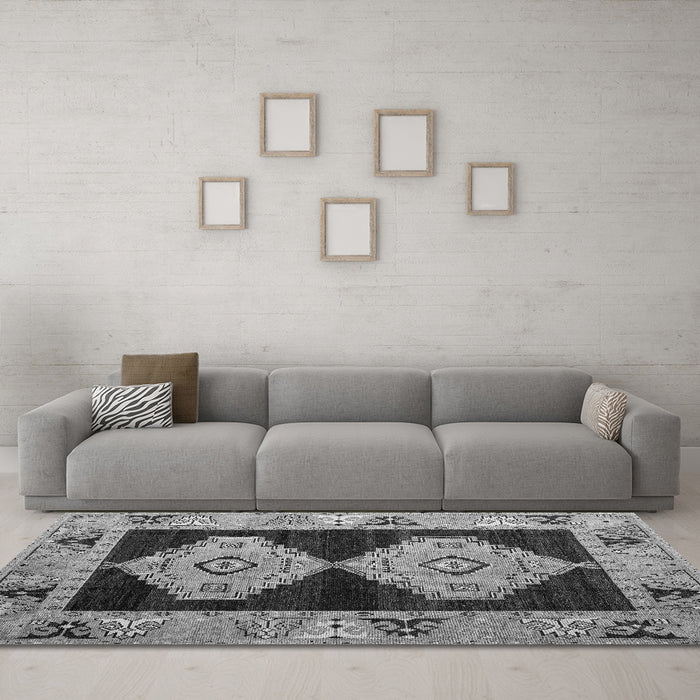 Machine Washable Abstract Gray Modern Rug in a Living Room,, wshabs4602gry