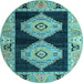 Round Machine Washable Abstract Light Blue Modern Rug, wshabs4602lblu