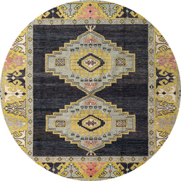Round Abstract Taupe Brown Modern Rug, abs4602