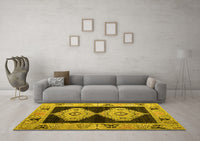 Machine Washable Abstract Yellow Modern Rug, wshabs4602yw