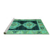 Sideview of Machine Washable Abstract Turquoise Modern Area Rugs, wshabs4602turq