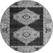 Round Abstract Gray Modern Rug, abs4602gry