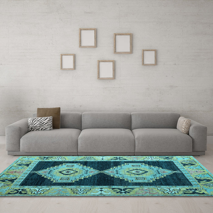 Machine Washable Abstract Light Blue Modern Rug in a Living Room, wshabs4602lblu