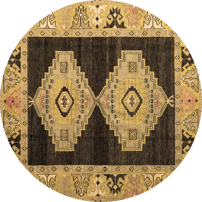 Round Abstract Brown Modern Rug, abs4602brn