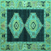 Square Machine Washable Abstract Turquoise Modern Area Rugs, wshabs4602turq