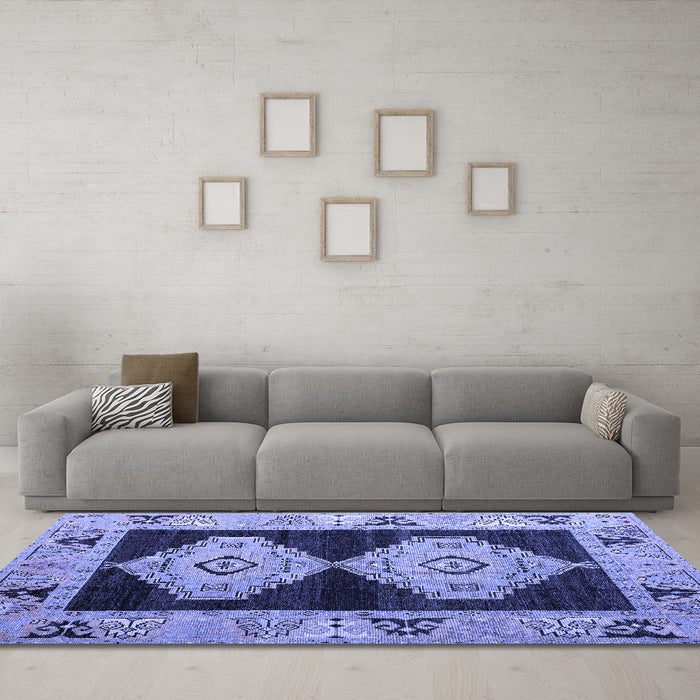 Machine Washable Abstract Blue Modern Rug in a Living Room, wshabs4602blu