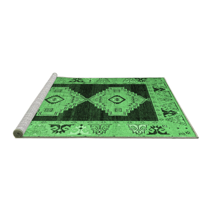 Sideview of Machine Washable Abstract Emerald Green Modern Area Rugs, wshabs4602emgrn