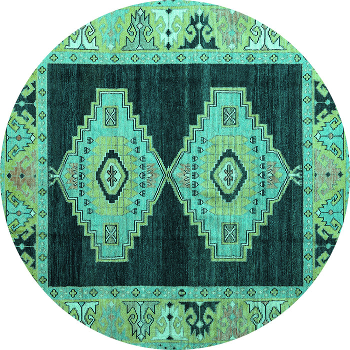 Round Machine Washable Abstract Turquoise Modern Area Rugs, wshabs4602turq