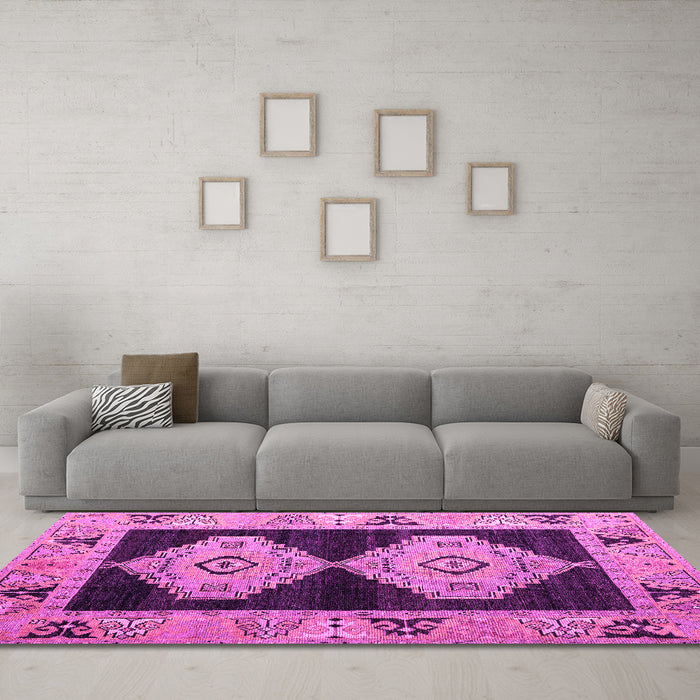 Machine Washable Abstract Pink Modern Rug in a Living Room, wshabs4602pnk