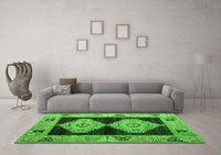 Machine Washable Abstract Green Modern Rug, wshabs4602grn