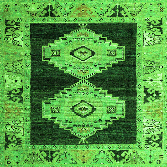 Square Abstract Green Modern Rug, abs4602grn