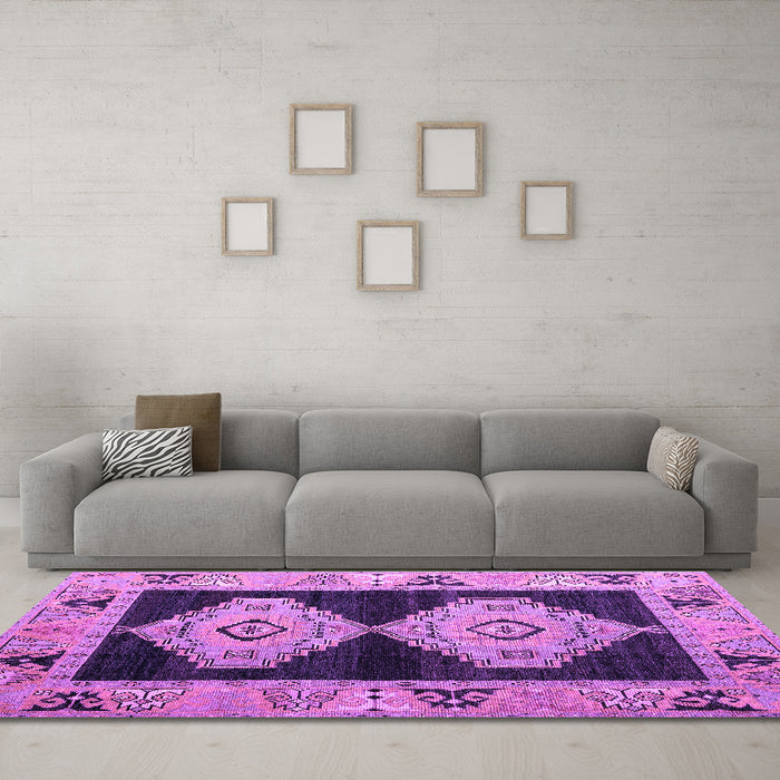 Machine Washable Abstract Purple Modern Area Rugs in a Living Room, wshabs4602pur