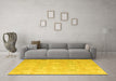 Machine Washable Abstract Yellow Modern Rug in a Living Room, wshabs4603yw