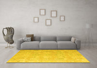 Machine Washable Abstract Yellow Modern Rug, wshabs4603yw