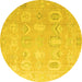 Round Abstract Yellow Modern Rug, abs4603yw