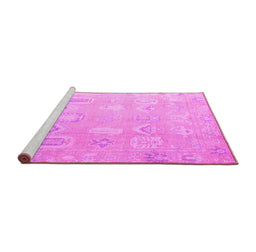 Sideview of Machine Washable Abstract Pink Modern Rug, wshabs4603pnk