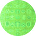 Round Abstract Green Modern Rug, abs4603grn