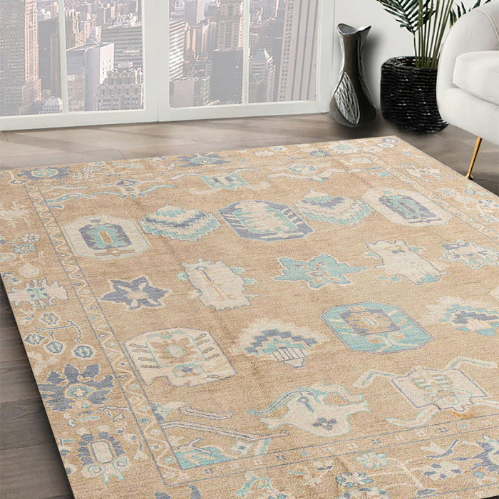 Machine Washable Abstract Brown Sugar Brown Rug in a Family Room, wshabs4603