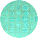 Round Abstract Turquoise Modern Rug, abs4603turq