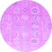 Round Machine Washable Abstract Purple Modern Area Rugs, wshabs4603pur