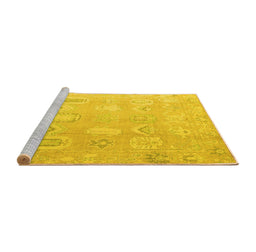 Sideview of Machine Washable Abstract Yellow Modern Rug, wshabs4603yw