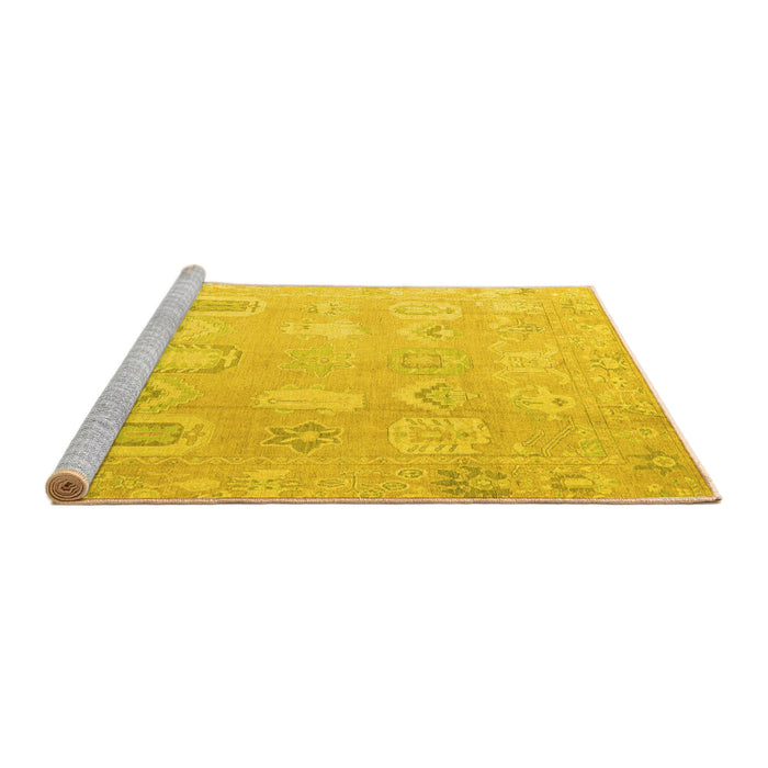 Sideview of Machine Washable Abstract Yellow Modern Rug, wshabs4603yw