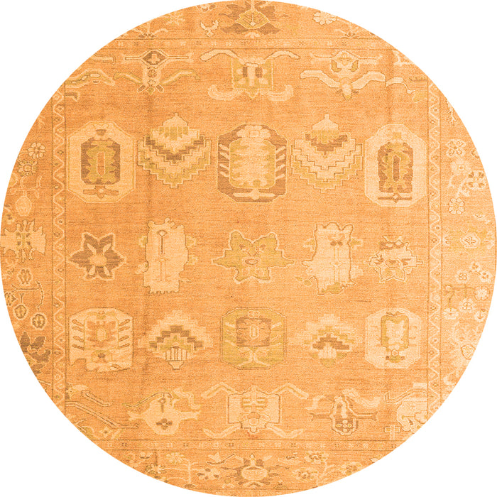 Round Machine Washable Abstract Orange Modern Area Rugs, wshabs4603org