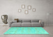 Machine Washable Abstract Turquoise Modern Area Rugs in a Living Room,, wshabs4603turq