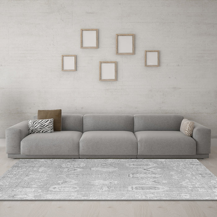 Machine Washable Abstract Gray Modern Rug in a Living Room,, wshabs4603gry