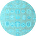 Round Machine Washable Abstract Light Blue Modern Rug, wshabs4603lblu