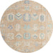 Round Abstract Brown Modern Rug, abs4603