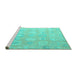 Sideview of Machine Washable Abstract Turquoise Modern Area Rugs, wshabs4603turq