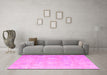 Machine Washable Abstract Pink Modern Rug in a Living Room, wshabs4603pnk