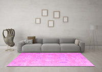 Machine Washable Abstract Pink Modern Rug, wshabs4603pnk