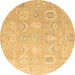 Round Abstract Brown Modern Rug, abs4603brn