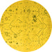 Round Oriental Yellow Traditional Rug, abs4604yw