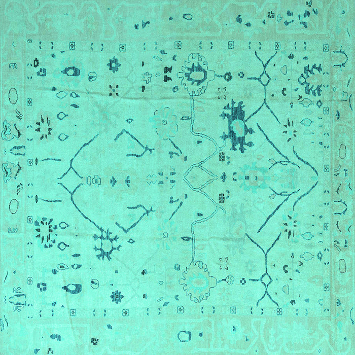 Square Oriental Turquoise Traditional Rug, abs4604turq