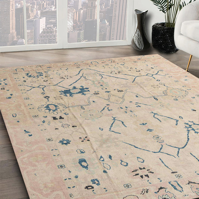 Machine Washable Abstract Pastel Orange Rug in a Family Room, wshabs4604